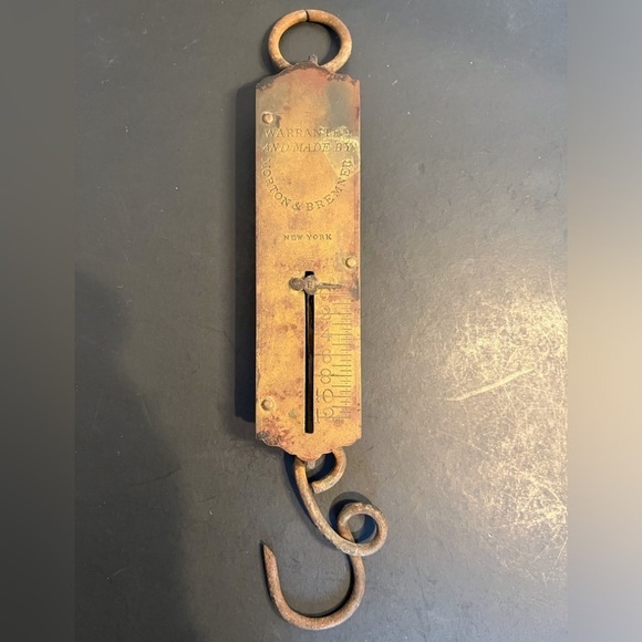 Antique Brass Spring Scale Weighs up to 12 Pounds - Picture 1 of 6